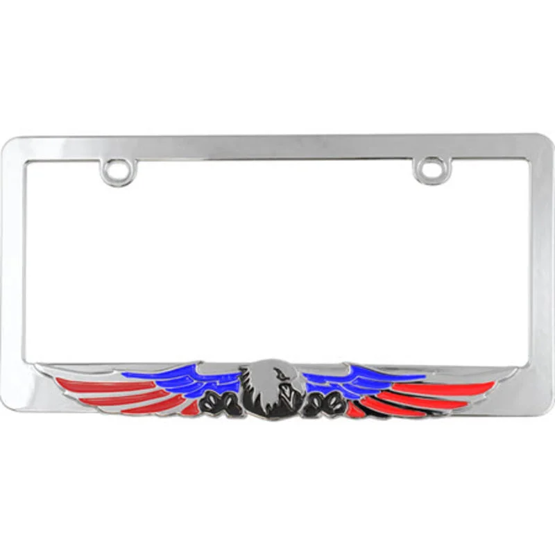 eco-friendly dinnerware options-Custom Accessories Multicolored Metal Eagle License Plate Frame (Pack of 3).