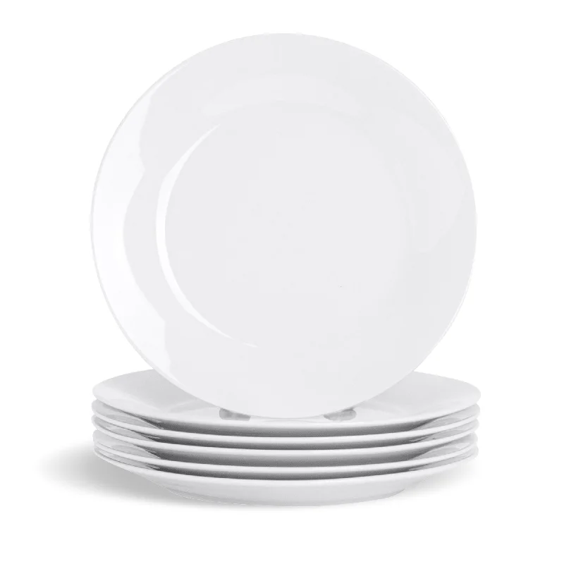 affordable high-end dinnerware-19cm White China Dessert Plates - Pack of Six - By Argon Tableware