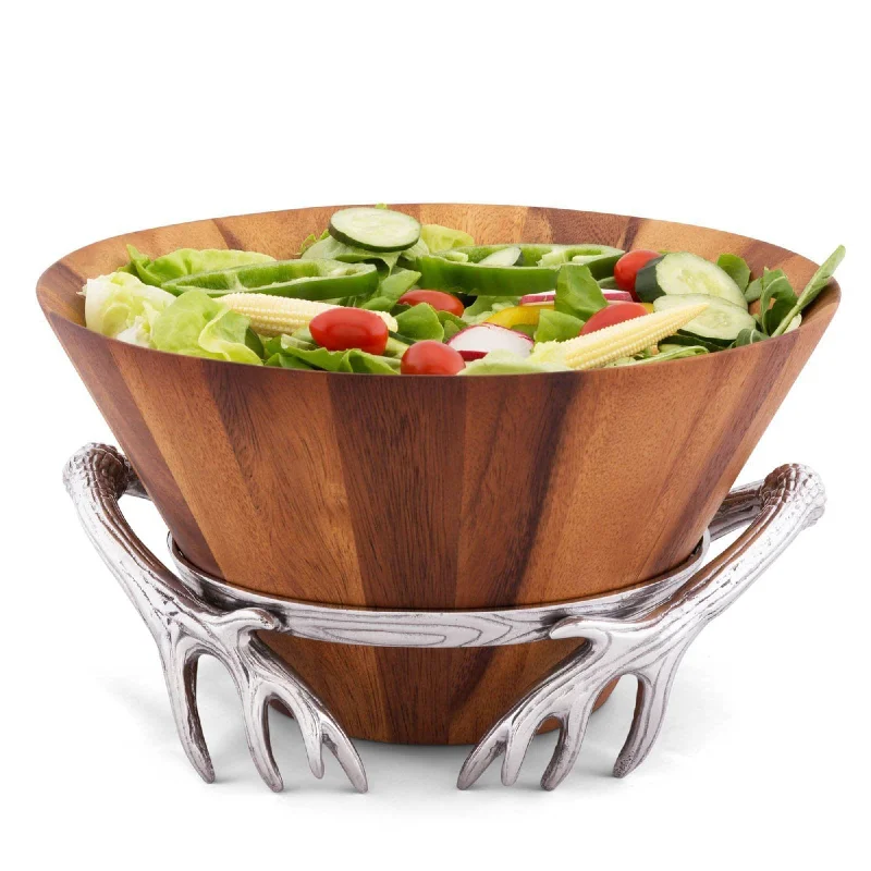 premium quality ceramic dinner plates-Antler Wood Salad Bowl