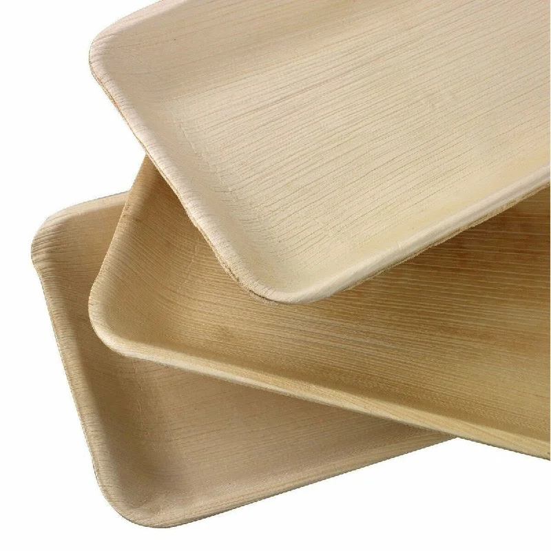 affordable porcelain dinner plates-Daily Boutik Palm Leaf Rectangle Tray 9" x 6" Inch (25/50/100 plates)