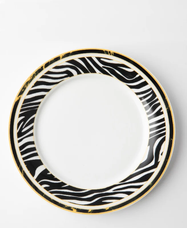 affordable porcelain dinner plates-Jenna Clifford Zebra Side Plate - White & Black