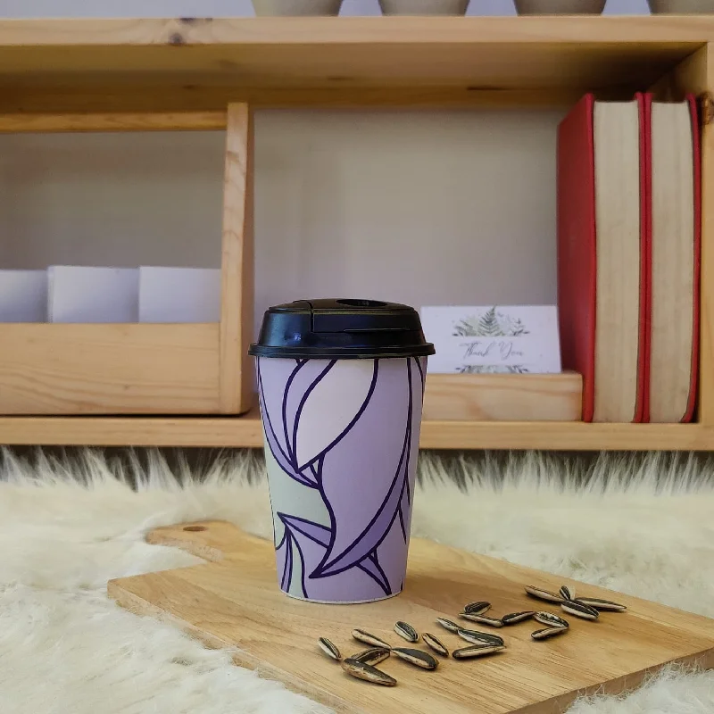 luxury travel mugs for coffee-Designer Cups by Chirpy Cups with coffee & sipper lids - Pleasant Purple