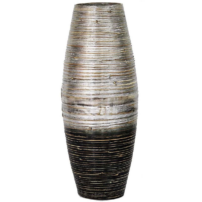 Handcrafted decorative flower vases -23.62" Bamboo Large Opening Rounded Vase