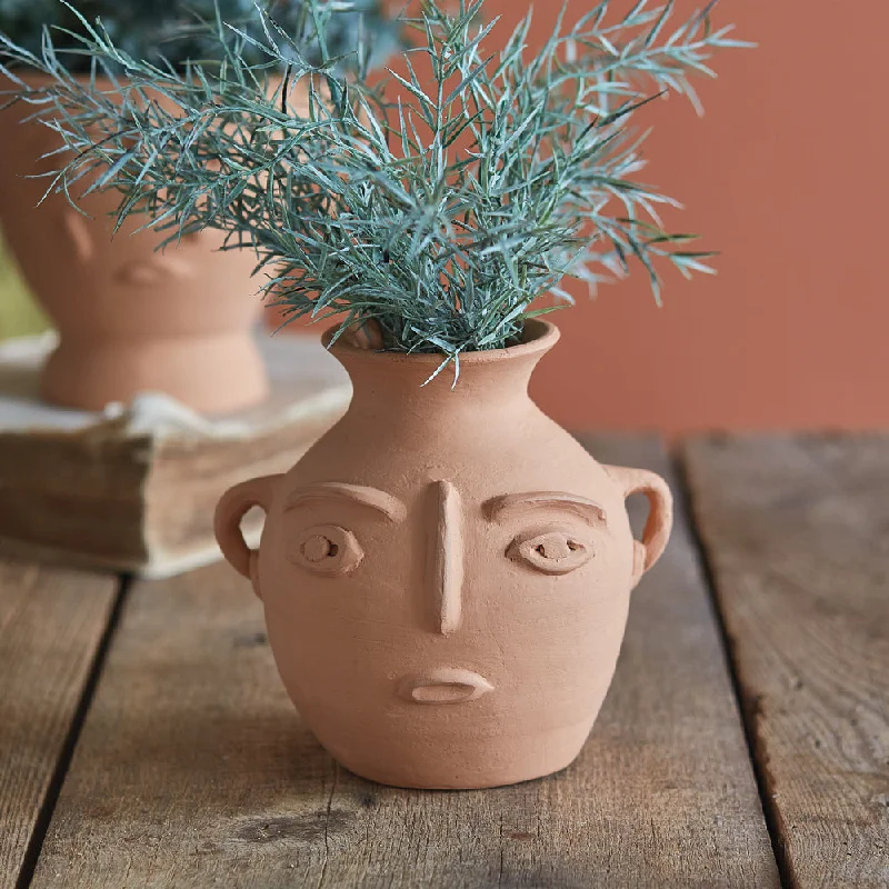 Designer ceramic vases for flower arrangements -Abstract Face Terracotta Jug