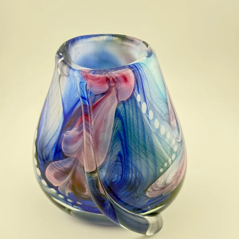 Indoor decorative vases for flowers -Blue, Pink, Teal and White Oval "Journey"  Vase