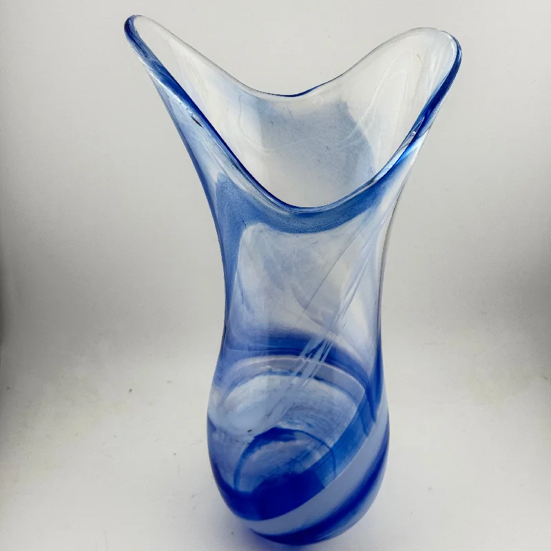 Artistic vases for living room decor -Blue & White Freeform  "Demo" Vase iii