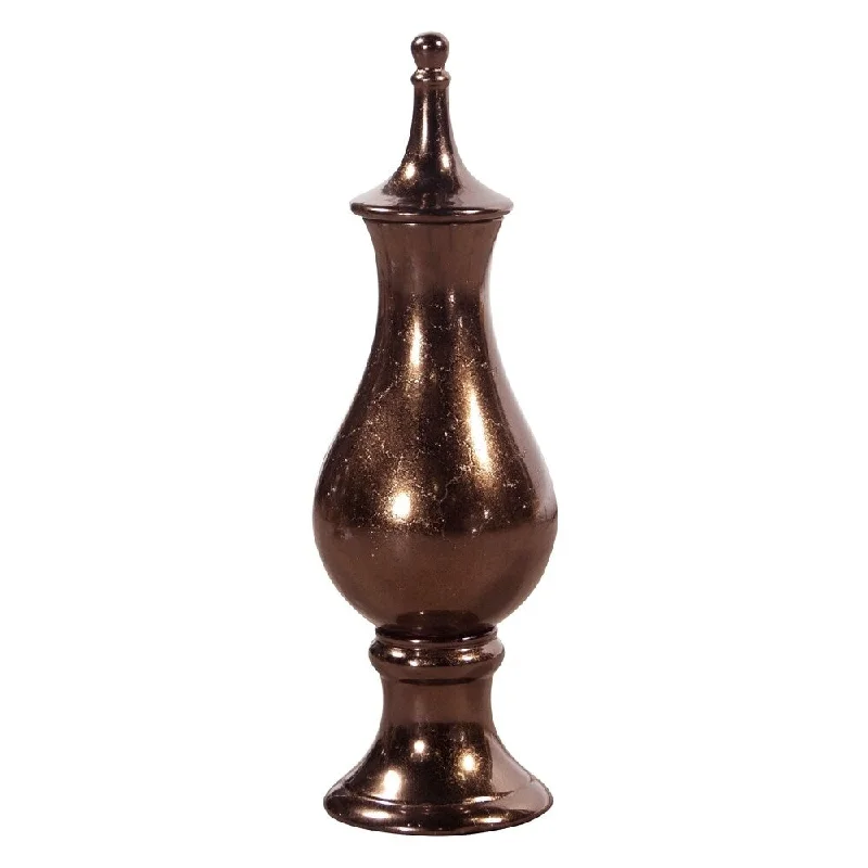 Designer glass flower vases for modern homes -Bronze Fired Glaze Ceramic Urn with Lid, Small