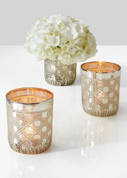 Gold plated vases for home -Caning Vintage Inspired Cylinder