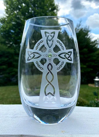 Clear vases for modern home decoration -Celtic Cross Teardrop Vase