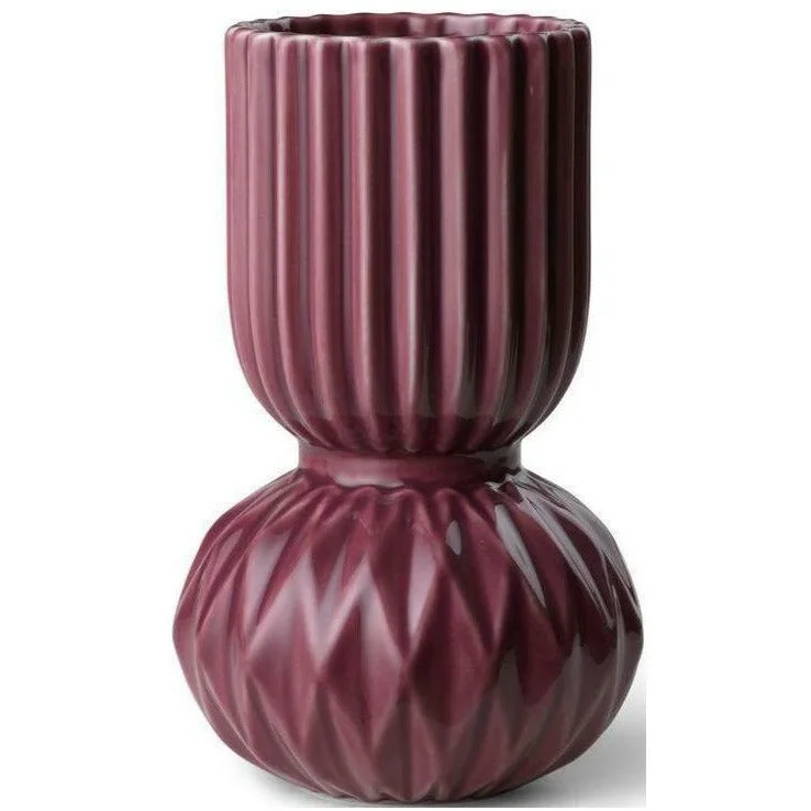 Clear decorative vases for floral arrangements -Dottir Rufflebell Vase, Aubergine