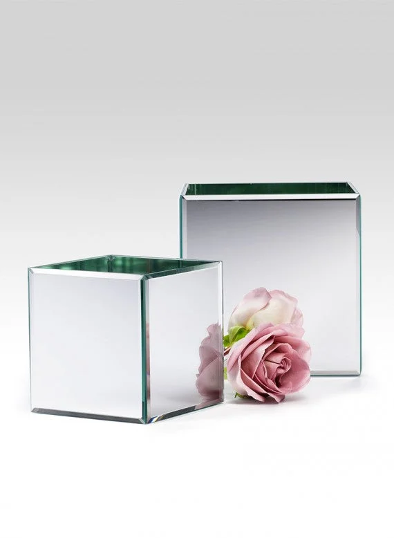 Unique vases for office decor -Gatsby Beveled Mirror Cubes