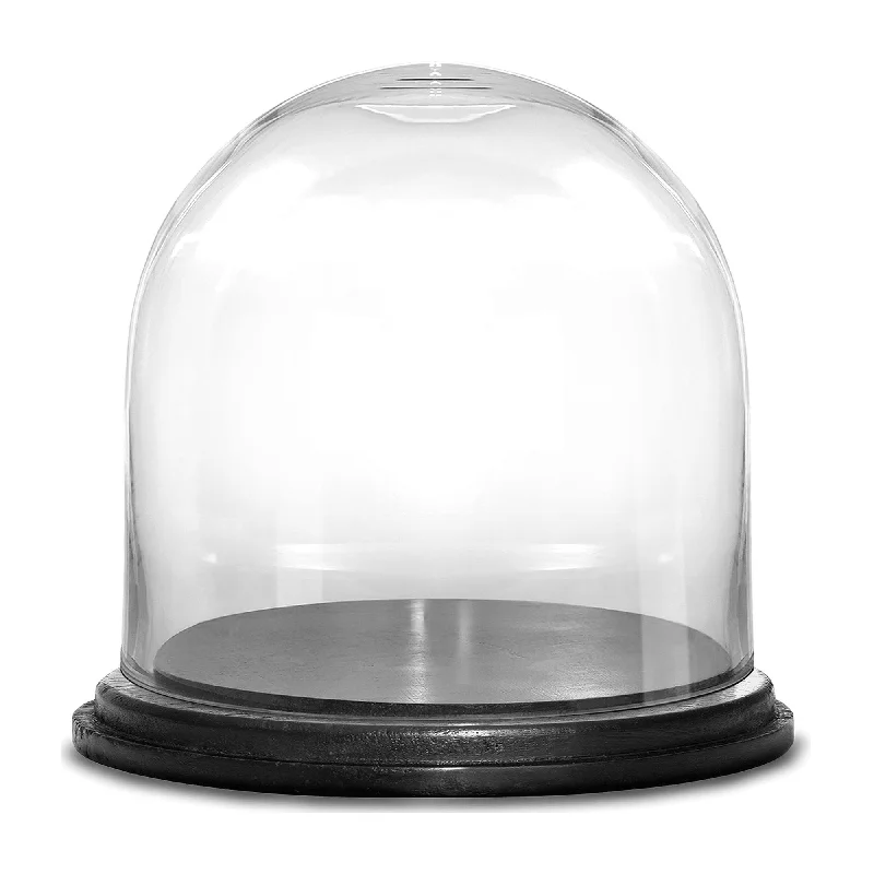 Simple vases for modern home decor -Pack of 8 PCS Clear Glass Cloche Dome with Black Wood Base D-7" H-6.5"