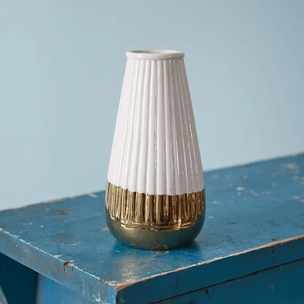 Luxury flower vases for home decor -Gold Dipped Mini Cylinder Vase