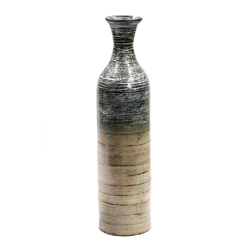 Designer flower vases for living room -Heather Ann Creations White Bamboo Handspun Vase