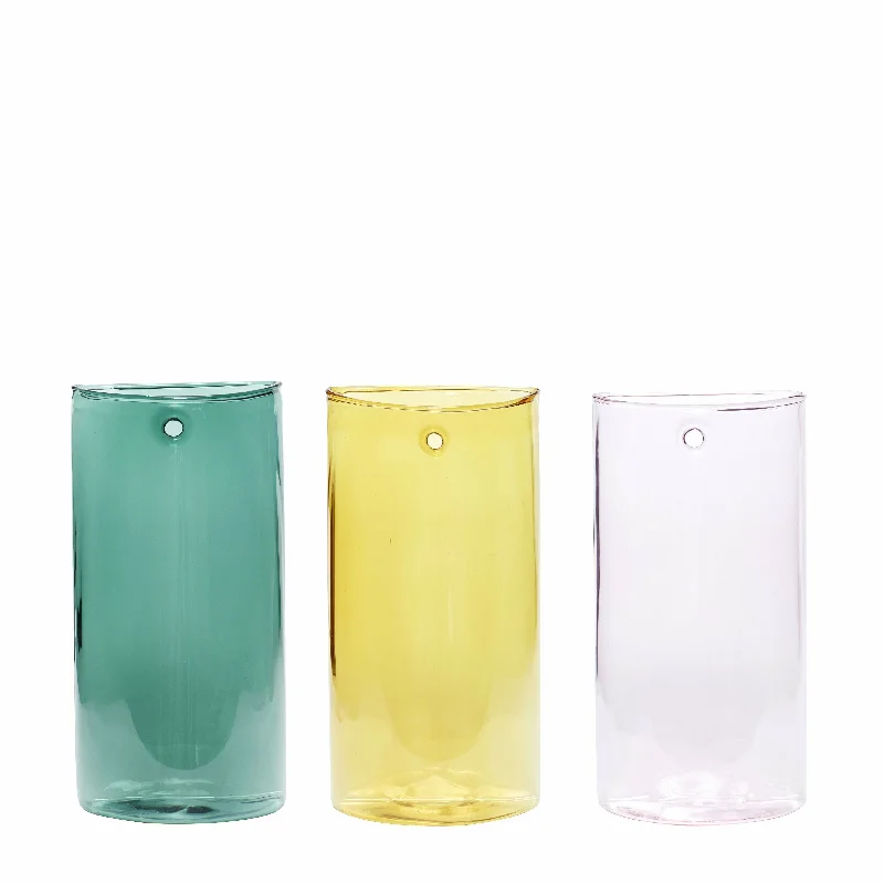 Large ceramic vases for event decor -Hübsch Popsicle Vase Glass Pink/Yellow/Green Set Of 3