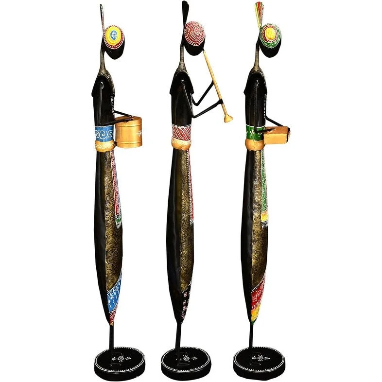 High-quality ceramic flower vases -Lavish Touch Metal Wrought Iron Tribal Lady Worker showpieces