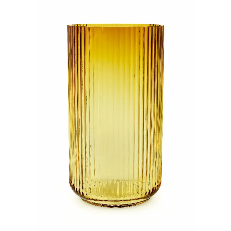 Designer ceramic vases for modern interiors -Lyngby Porcelæn Vase Blown Glass 38 Cm, Amber