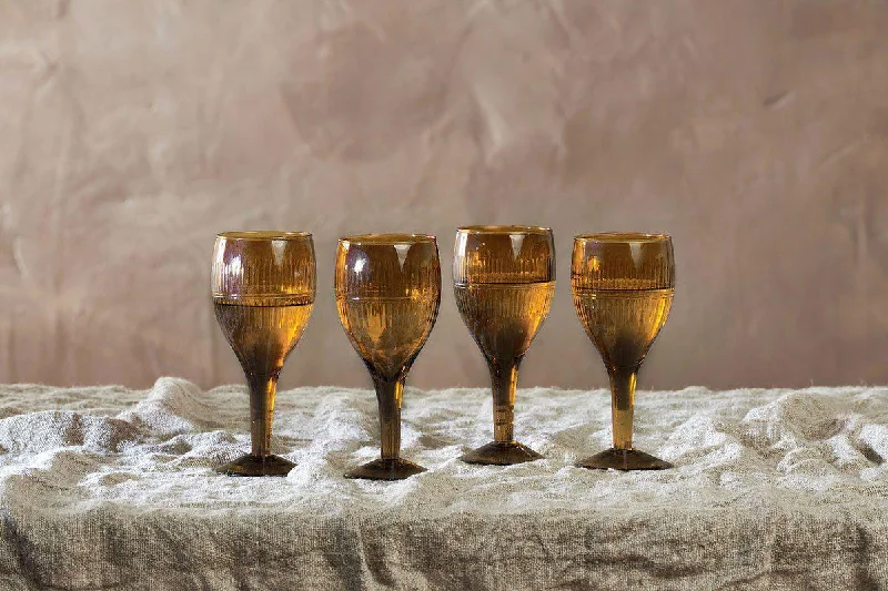 Wholesale flower vases for events -Mila Wine Glass - Burnt Amber (Set of 4)