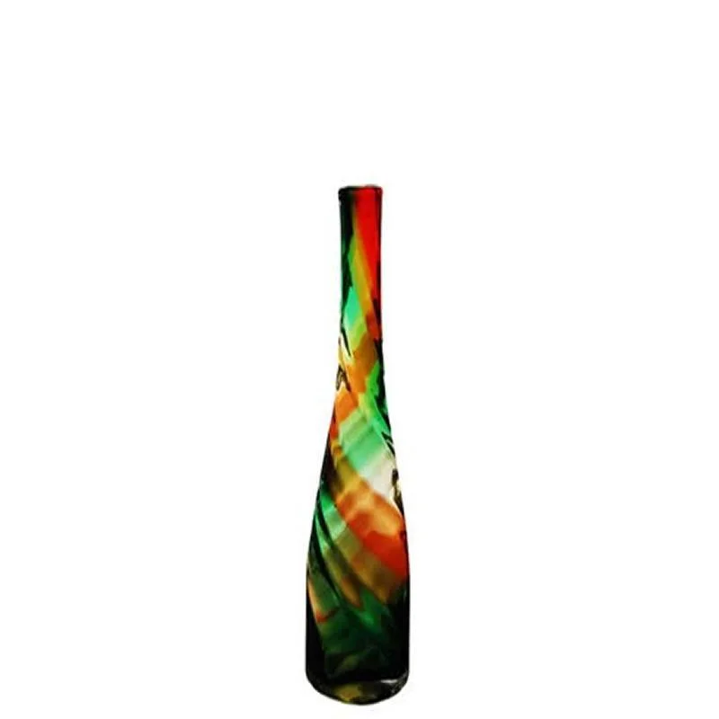 Affordable vases for table centerpieces -Pack of 6 PCS Red Green Glass Swirl Long Neck Vase H-13" D-1.75"