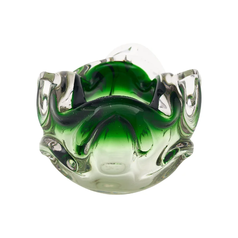 Glass flower vases for contemporary homes -Murano Glass Emerald Bowl