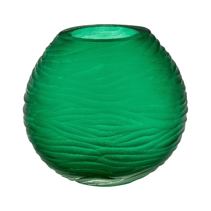 Large vases for floral arrangements -Murano Glass Green Textured Vase