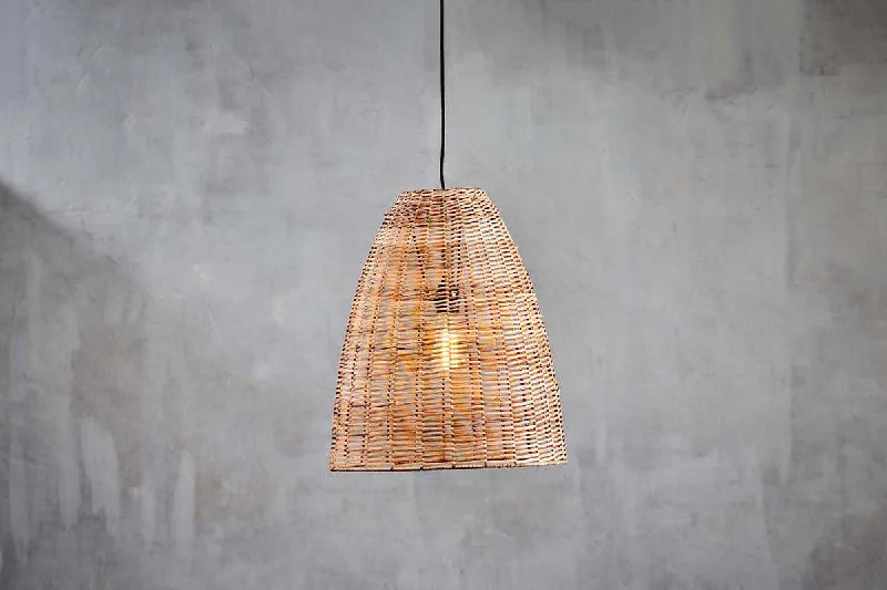 Elegant modern vases for living room -Noko Natural Wicker Conical Pendant - Medium