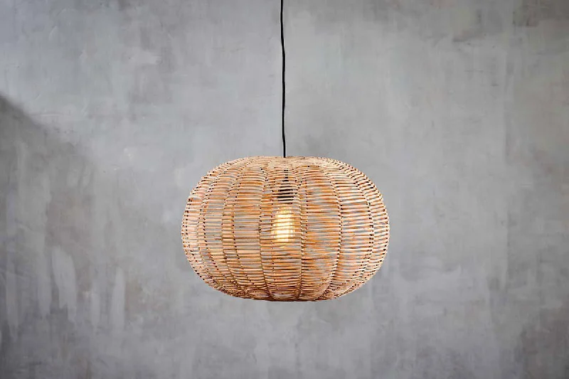 Flower vases with modern designs -Noko Natural Wicker Round Pendant - Large