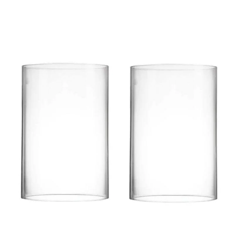 Large glass vases for modern decor -Pack of 4 PCS Clear Glass Open Ended Hurricane Tube D-7" H-10"