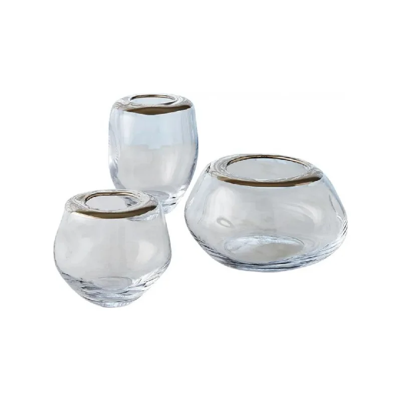 Decorative glass vases for living room -Organic Formed Platinum Rim