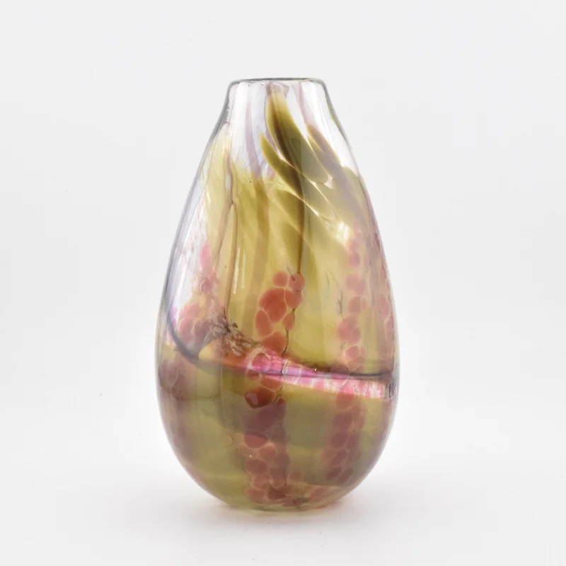 Decorative vases for home decor -Pink and Dusky Green Teardrop Shaped Vase ii