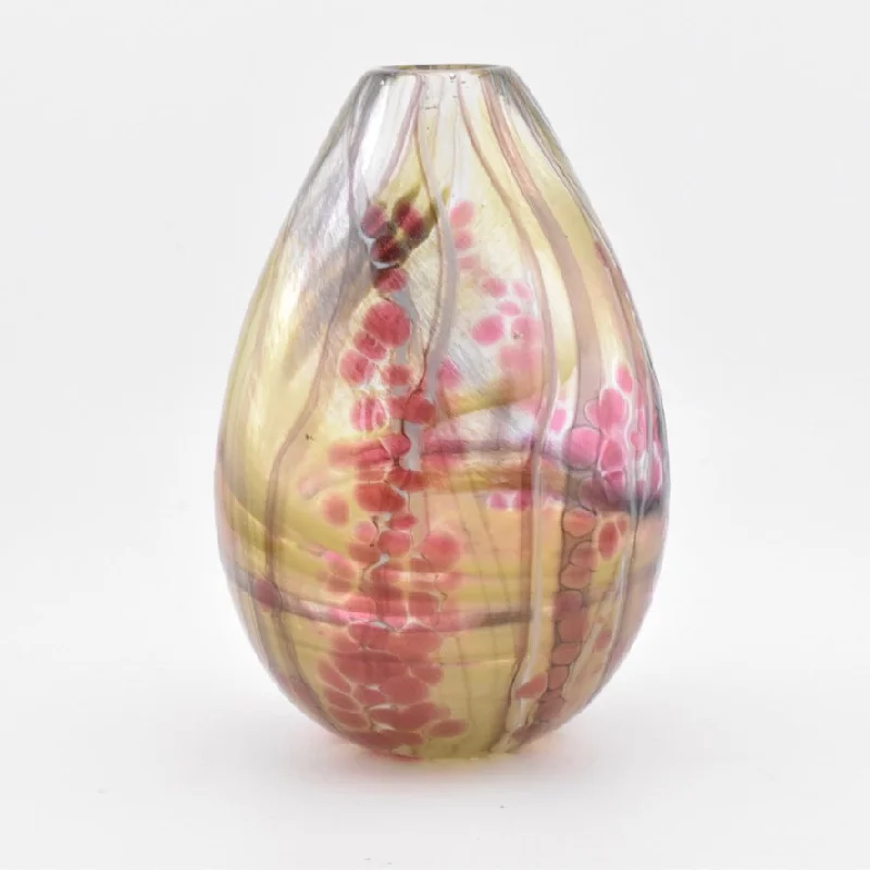 Simple ceramic vases for living room -Pink and Dusky Green Teardrop Shaped Vase