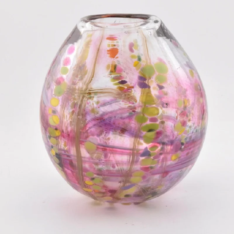 Hand-painted flower vases for modern homes -Pink Blossom Round Vase