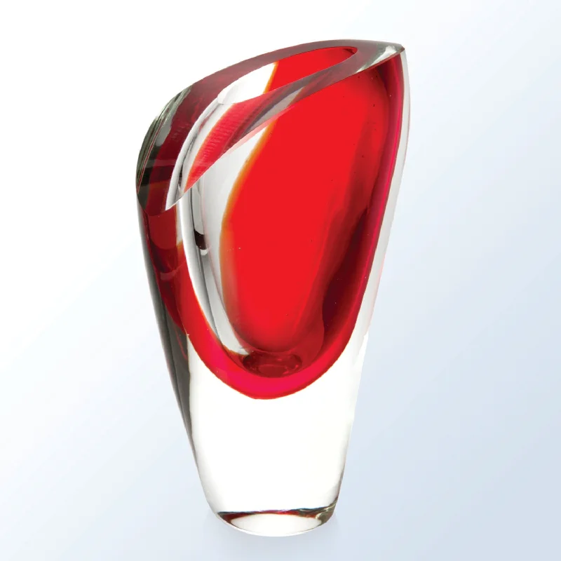 Small decorative vases for tables -Red Lush Crystal Vase