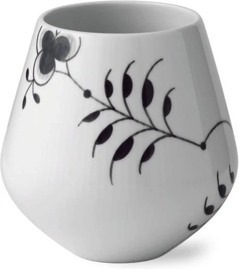 White vases for home decoration -Royal Copenhagen Black Fluted Mega Vase, 15 Cm