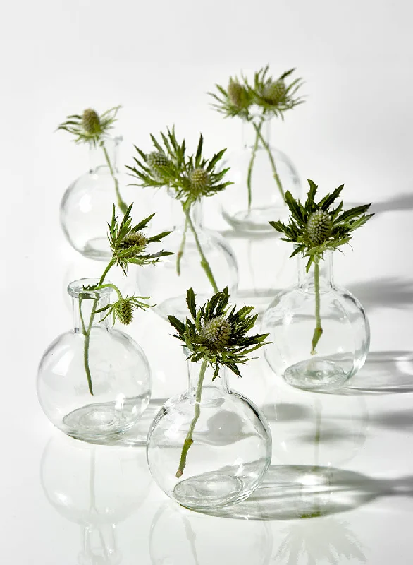 Elegant glass vases for decoration -Bud Vases In Bulk Serene Spaces Living 4" Clear Ball, Vintage Style Vases, Set of 36