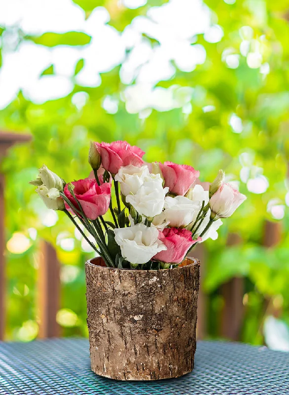 Vintage-style flower vases for home use -Birch Bark Glass Vase, in 5 Sizes