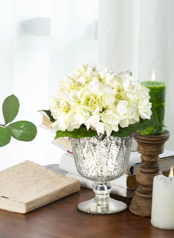 Vintage ceramic flower vases -Patterned Silver Glass Coupes