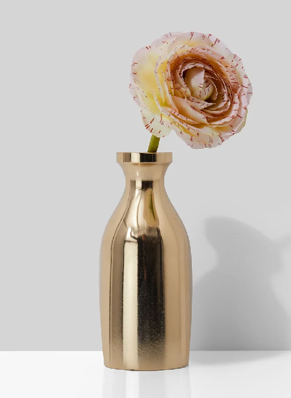 Simple handmade flower vases for living room -Serene Spaces Living Small Gold Flower Bud Vase, Measures 5.25" Tall & 2" Dia