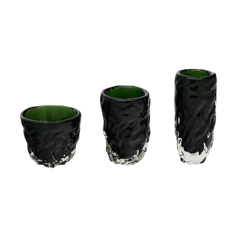 Glass vases for centerpieces -Set of Green “Burri” Vases