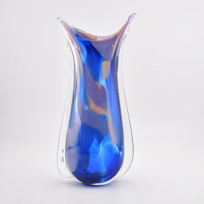 Designer ceramic vases for modern interiors -Small Turquoise, Lilac and Blue "Fishtail" Vase