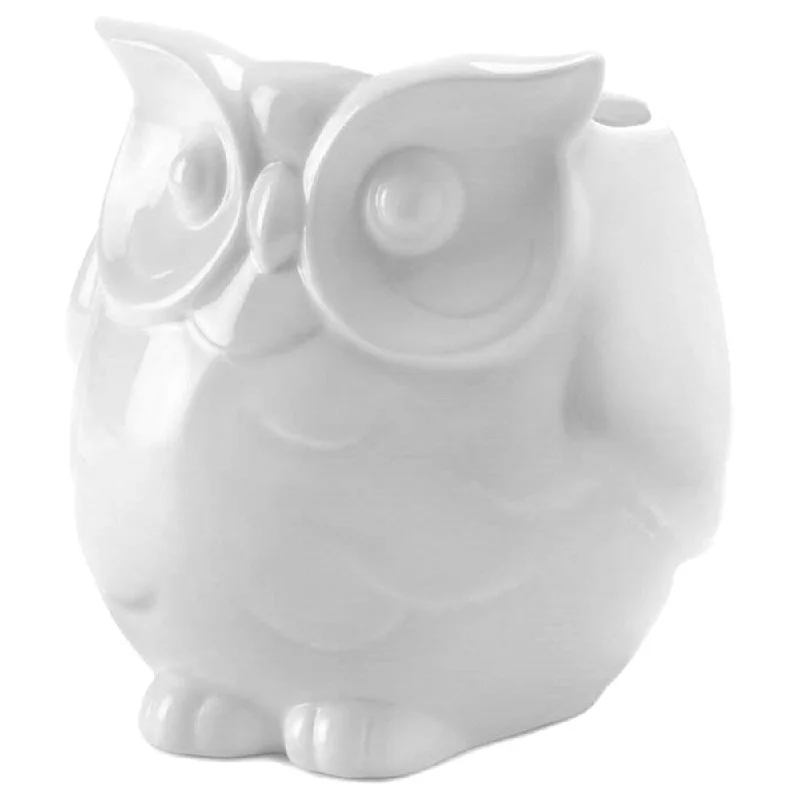 Affordable flower vases online -Smiling White Porcelain Owl Vase