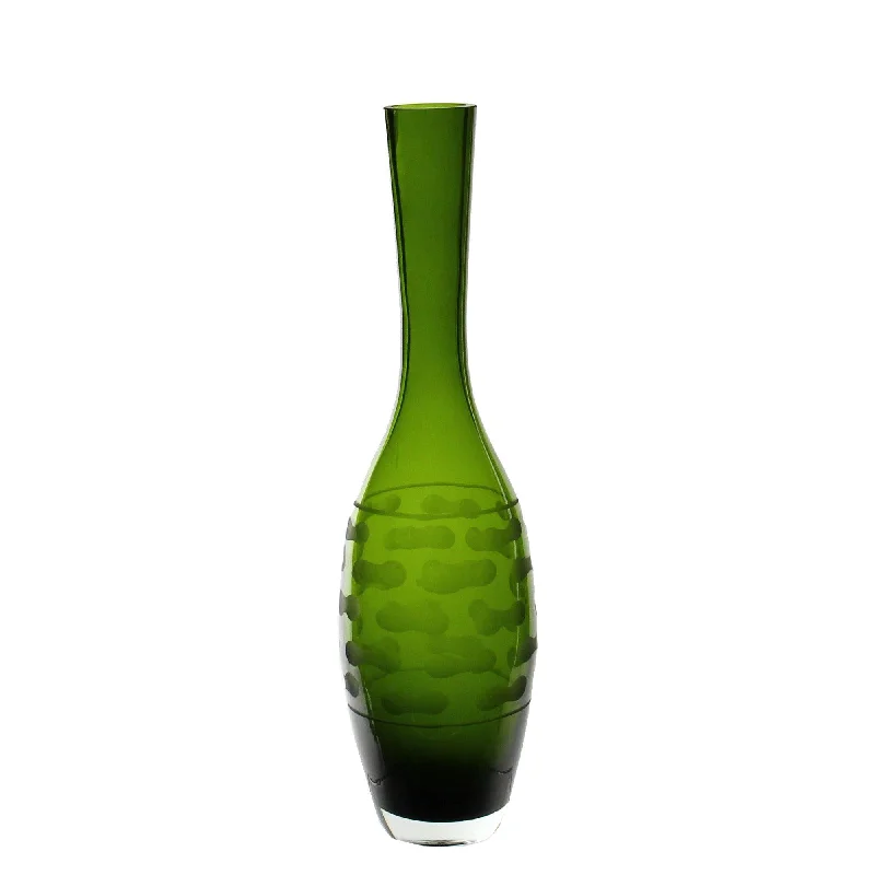 Handcrafted modern vases for home decor -Olive Green Glass Teardrop Style 6 Vase H-13" - Pack of 6 PCS