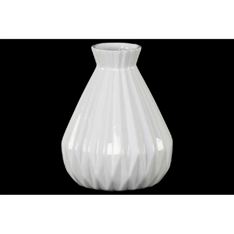 Elegant flower vases for event decor -UTC50909 Ceramic Vase Gloss Finish White