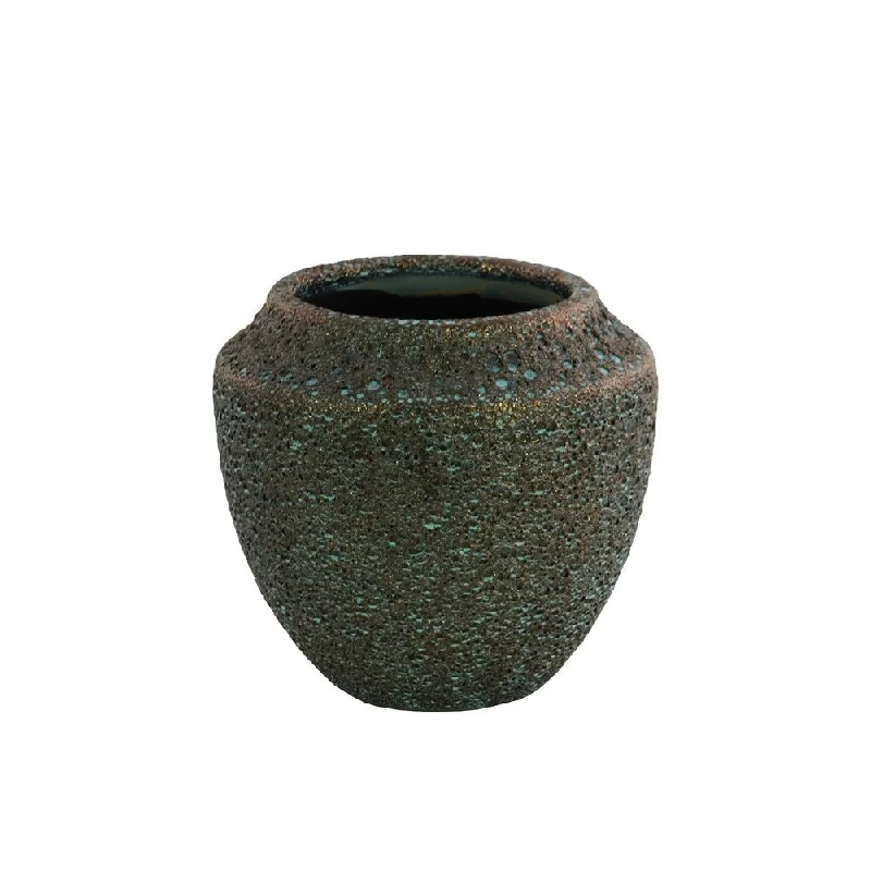 High-quality flower vases for sale -UTC51400 Ceramic Round SM Vase Earth Tone Finish Livid