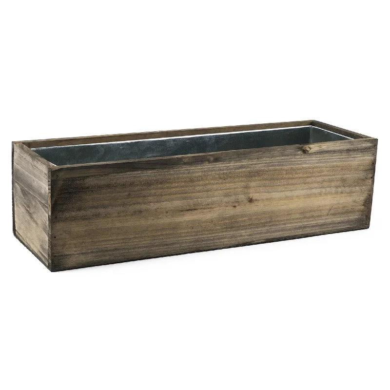 Large vases for floral arrangements -Pack of 12 PCS Natural Wooden Rectangle Plant Box with Zinc Metal Liner O-5"X12" H-4"