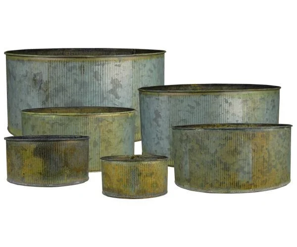 Handcrafted decorative flower vases -Pack of 12 SETS Rustic Steel Zinc Metal Wide Cylinder Planter Vases Set of 6