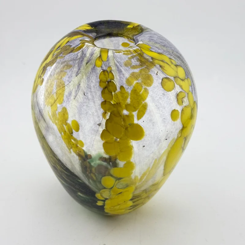 Round flower vases for decoration -Yellow and Purple “Autumn Leaves” Vase x