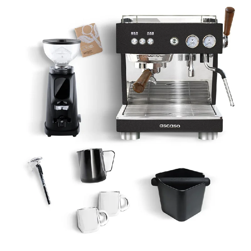 trendy mugs for winter drinks-Ascaso Baby T x AllGround Home Espresso Machine Kit - Black/Black