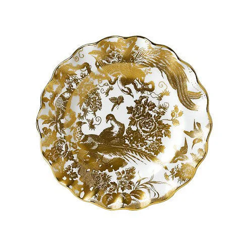 creative mugs with prints-Aves Gold Fluted Dessert Plate