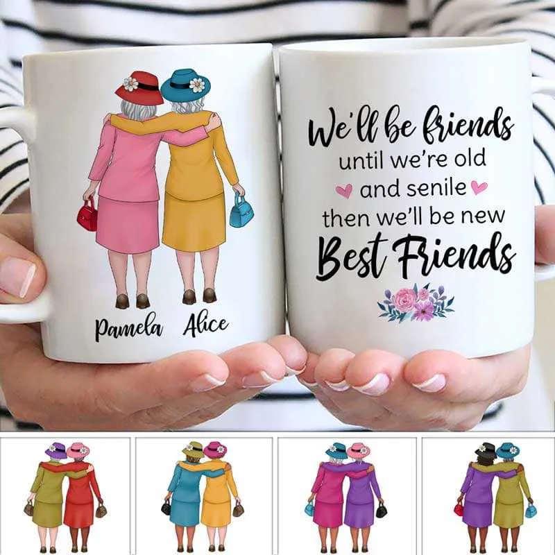 trendy mugs for coffee lovers-Beautiful Old Besties Personalized Mug